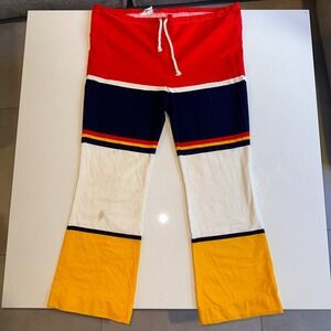 Vintage 70's Bobbie Brooks‎ Pants M Yellow Red Stripe Flare Leg Canada Colorfull
